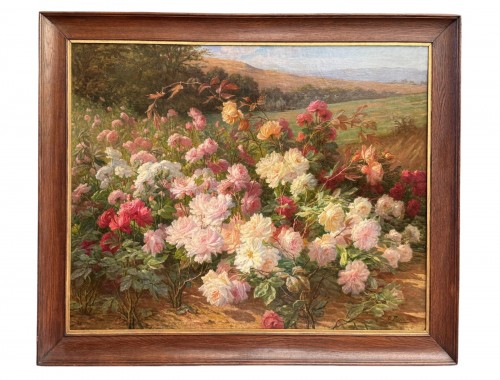 Gabriel Perrin - Nature morte aux fleurs et paysage