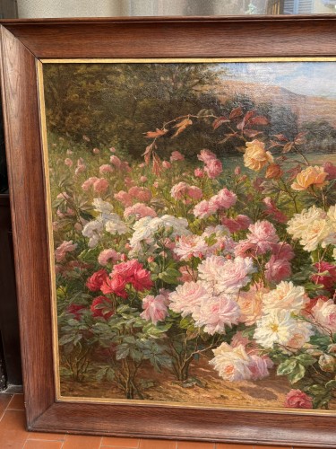 Gabriel Perrin - Nature morte aux fleurs et paysage - Tableaux et dessins Style 