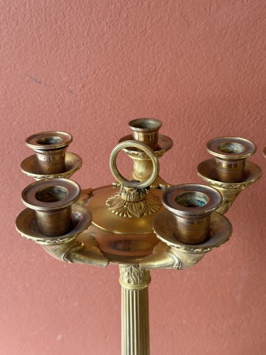 Luminaires Bougeoirs et Chandeliers - Paire de candélabres en bronze doré du XIXe siècle