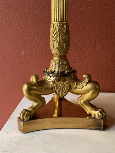 XIXe siècle - Paire de candélabres en bronze doré du XIXe siècle