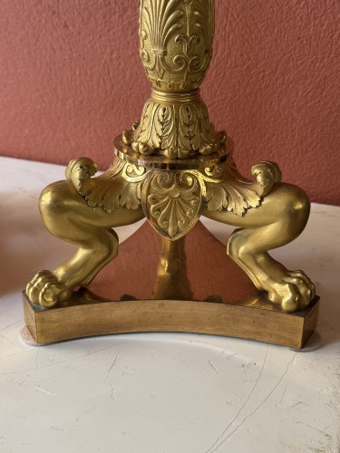 Antiquités - Paire de candélabres en bronze doré du XIXe siècle