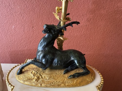 Directoire - Paire de candélabres aux cerfs vers 1800