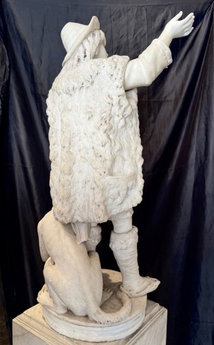 BAZZANTI Pietro Sculpture en marbre représentant "Jeune saltimbanque et son singe " - Blue Antique - Enzo Gironi 