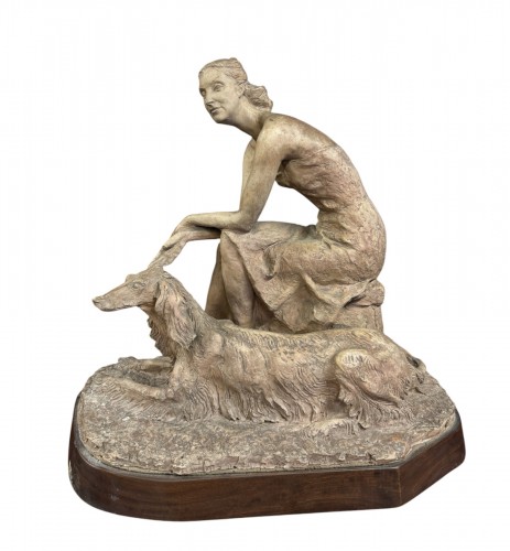 Giandomenico DE MARCHIS (1893-1967) - Femme au lévrier 
