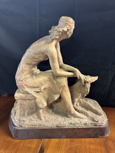 Giandomenico DE MARCHIS (1893-1967) - Femme au lévrier  - Sculpture Style 