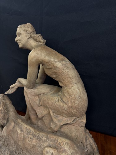 XXe siècle - Giandomenico DE MARCHIS (1893-1967) - Femme au lévrier 