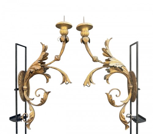 Paire de grands bras d'appliques, Italie XVIIIe siècle