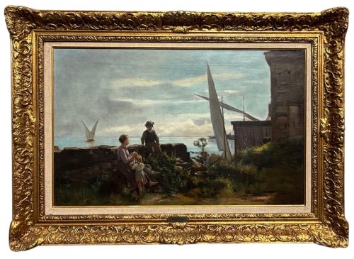 GAUD Léon (1844-1908) Pause au bord du lac 