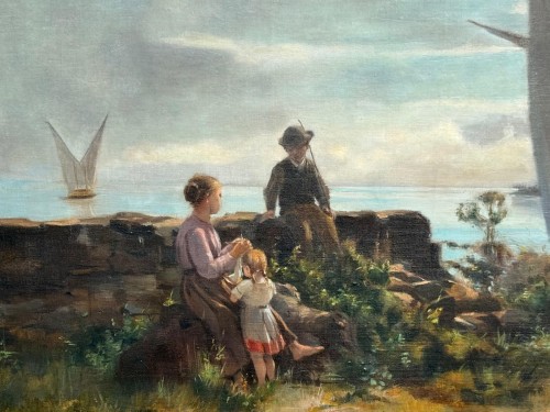GAUD Léon (1844-1908) Pause au bord du lac  - Tableaux et dessins Style 
