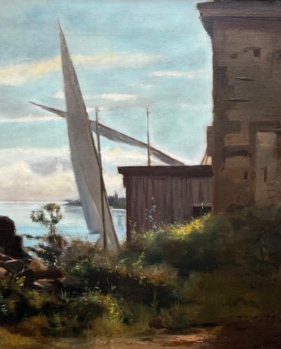 GAUD Léon (1844-1908) Pause au bord du lac  - 