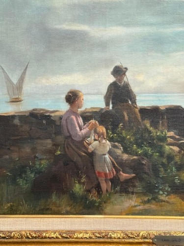  - GAUD Léon (1844-1908) Pause au bord du lac 