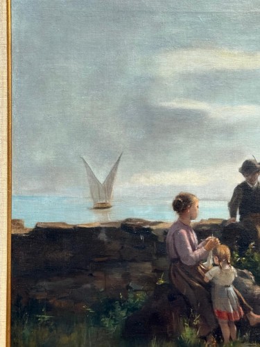 Antiquités - GAUD Léon (1844-1908) Pause au bord du lac 