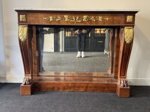 Console estampillée JACOB en acajou et bronze doré, XIXe siècle - Mobilier Style 