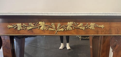 Antiquités - Console estampillée JACOB en acajou et bronze doré, XIXe siècle