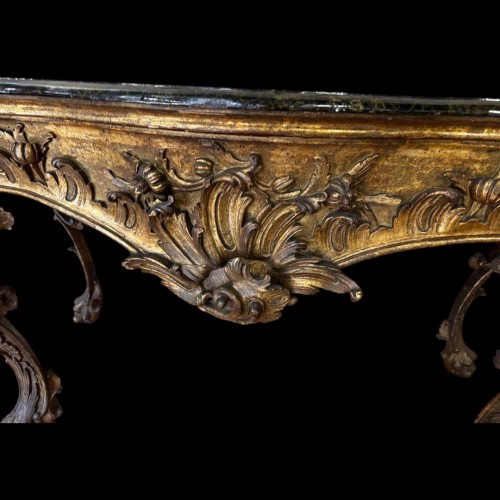 18th century - Pair of large 18th century gilt-carved wooden consoles