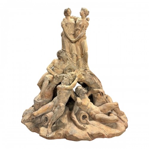 Grand projet de fontaine en terre cuite, fin XVIIIe début XIXe siècle