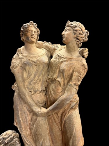 Grand projet de fontaine en terre cuite, fin XVIIIe début XIXe siècle - Sculpture Style 