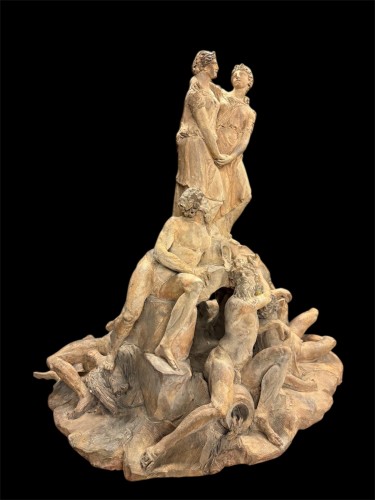 Grand projet de fontaine en terre cuite, fin XVIIIe début XIXe siècle - 