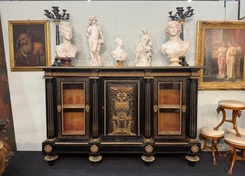Important meuble d'appui en marqueterie Boulle, XIXe siècle - Mobilier Style 
