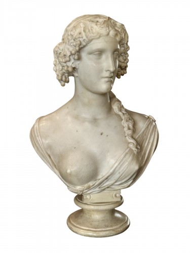 Autumn or Bacchante – Large white marble bust from the Neoclassical period