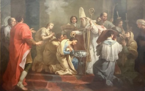 Saint Augustin baptisé par saint Ambroise, École française de la seconde moitié du XVIIIe siècle