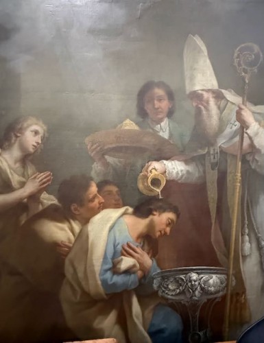 XVIIIe siècle - Saint Augustin baptisé par saint Ambroise, École française de la seconde moitié du XVIIIe siècle