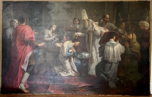 Antiquités - Saint Augustin baptisé par saint Ambroise, École française de la seconde moitié du XVIIIe siècle