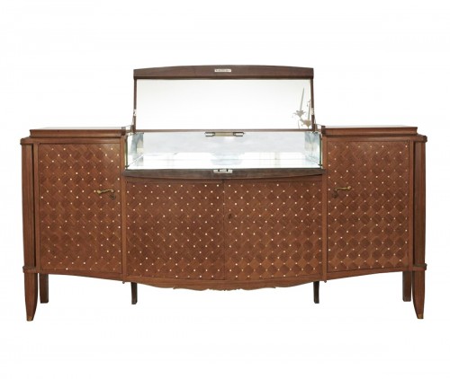 LELEU Jules (1883–1961) – Important walnut and mother-of-pearl bar cabinet