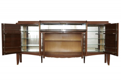 Furniture  - LELEU Jules (1883–1961) – Important walnut and mother-of-pearl bar cabinet