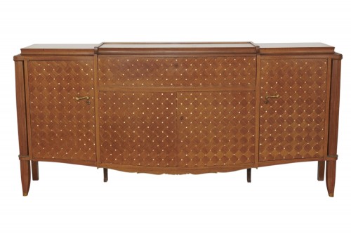 LELEU Jules (1883–1961) – Important walnut and mother-of-pearl bar cabinet - 