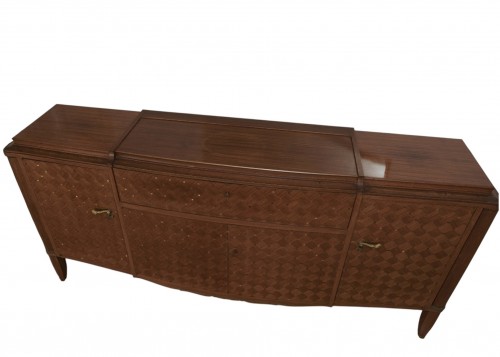 Antiquités - LELEU Jules (1883–1961) – Important walnut and mother-of-pearl bar cabinet