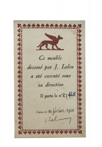 Antiquités - LELEU Jules (1883–1961) – Important walnut and mother-of-pearl bar cabinet