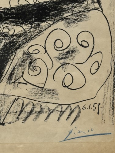 Pablo Picasso (1881-1973) - Le vieux roi, lithographie 1959 - Gravures et livres anciens Style 