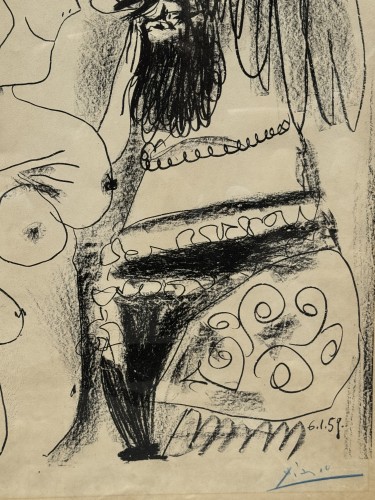 Pablo Picasso (1881-1973) - Le vieux roi, lithographie 1959 - 