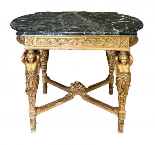 Salon Aux cariatides en bois sculpté et doré, vers 1840 - Blue Antique - Enzo Gironi 