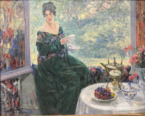 Ulisse CAPUTO (1872-1948)   Tea Time, 1915 - Paintings & Drawings Style 