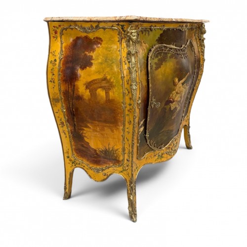 Meuble d'appui galbé toutes faces en vernis Martin - Fin du XIXe - Blue Antique - Enzo Gironi 
