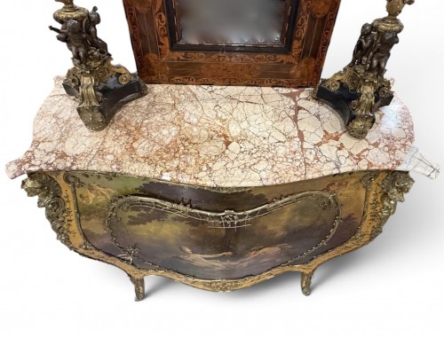 Meuble d'appui galbé toutes faces en vernis Martin - Fin du XIXe - Napoléon III