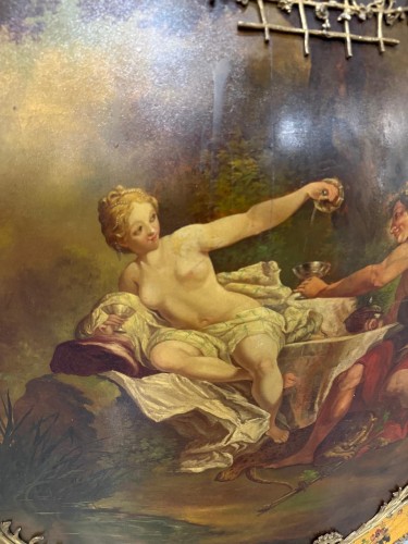 Napoléon III - Meuble d'appui galbé toutes faces en vernis Martin - Fin du XIXe