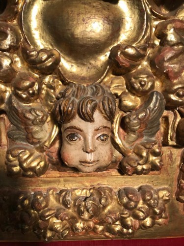 Art sacré, objets religieux  - Grand Rétable en bois doré, époque XVIIe siècle