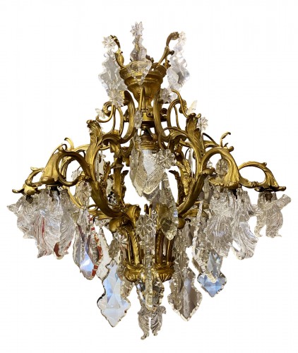 Lustre en bronze doré et cristal taillé, Napoléon III