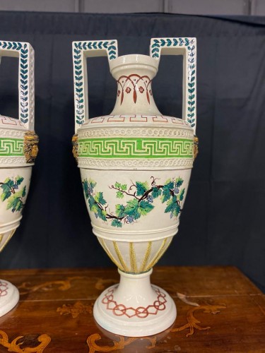 Paire de grands vases en faïence, début XIXe - Blue Antique - Enzo Gironi 