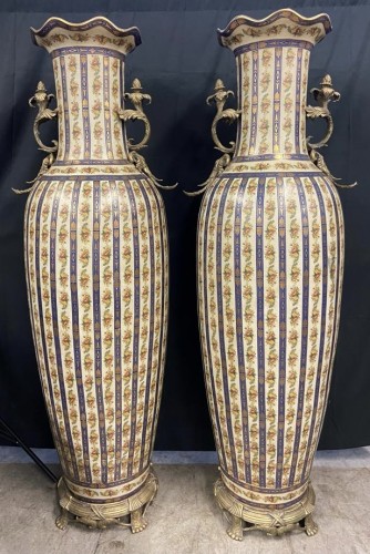 Paire de très grands vases en porcelaine - Objet de décoration Style 