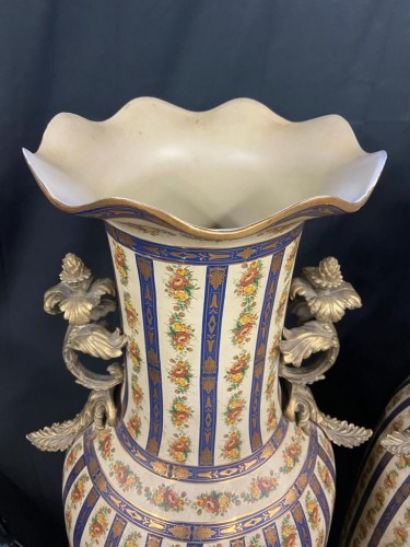 Paire de très grands vases en porcelaine - Blue Antique - Enzo Gironi 