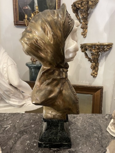 Antiquités - Affortunato Gory - Jeune beauté en marbre de carrare et bronze doré