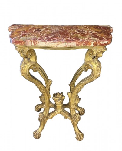 Petite console en bois sculpté et doré, Italie, XVIIIe