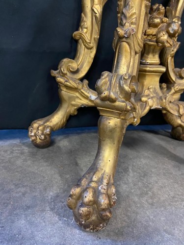 Antiquités - Petite console en bois sculpté et doré, Italie, XVIIIe