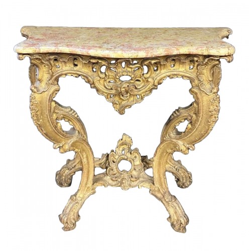 Petite console Louis XV en bois doré