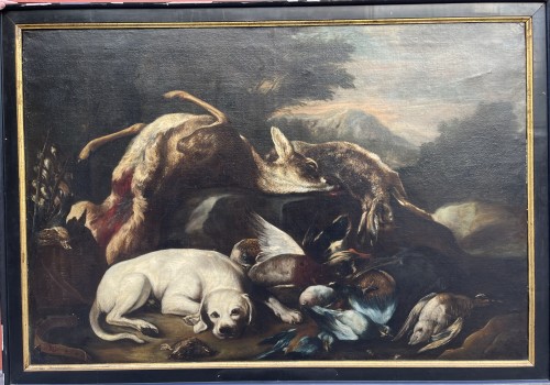 Paire de natures mortes de chasse, XVIIIe siècle - Tableaux et dessins Style 