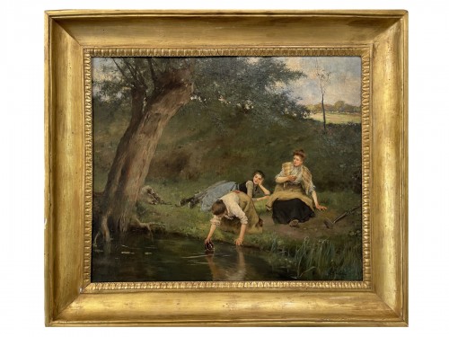 SERRA Luigi (1846 - 1888) - Le repos des bergères au bord de l'eau